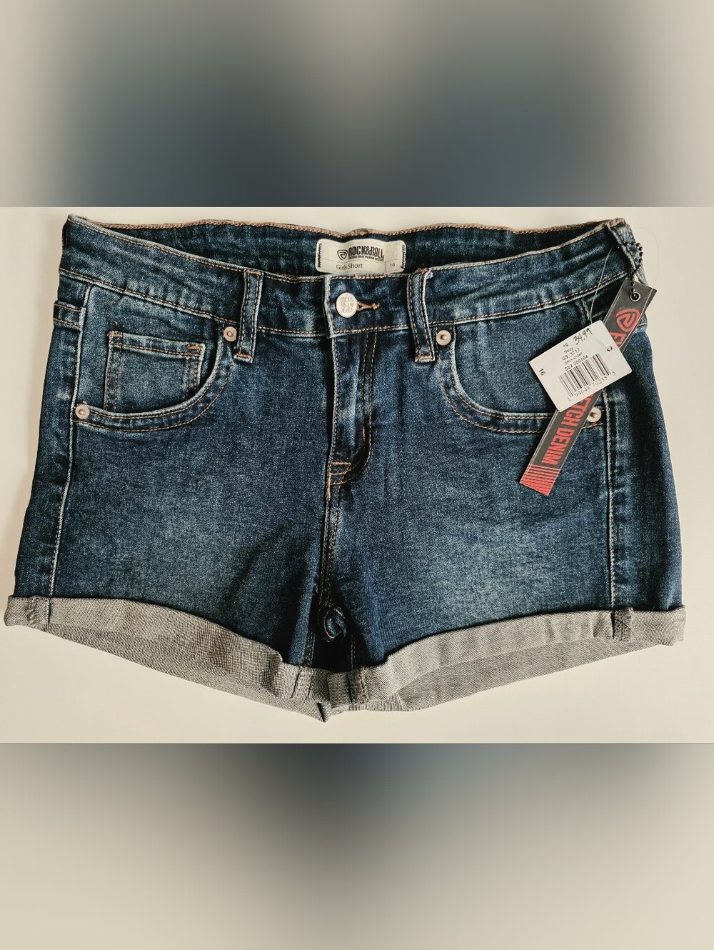 NWT Rock & Roll Girl's Denim Shorts in Dark Blue Size 16